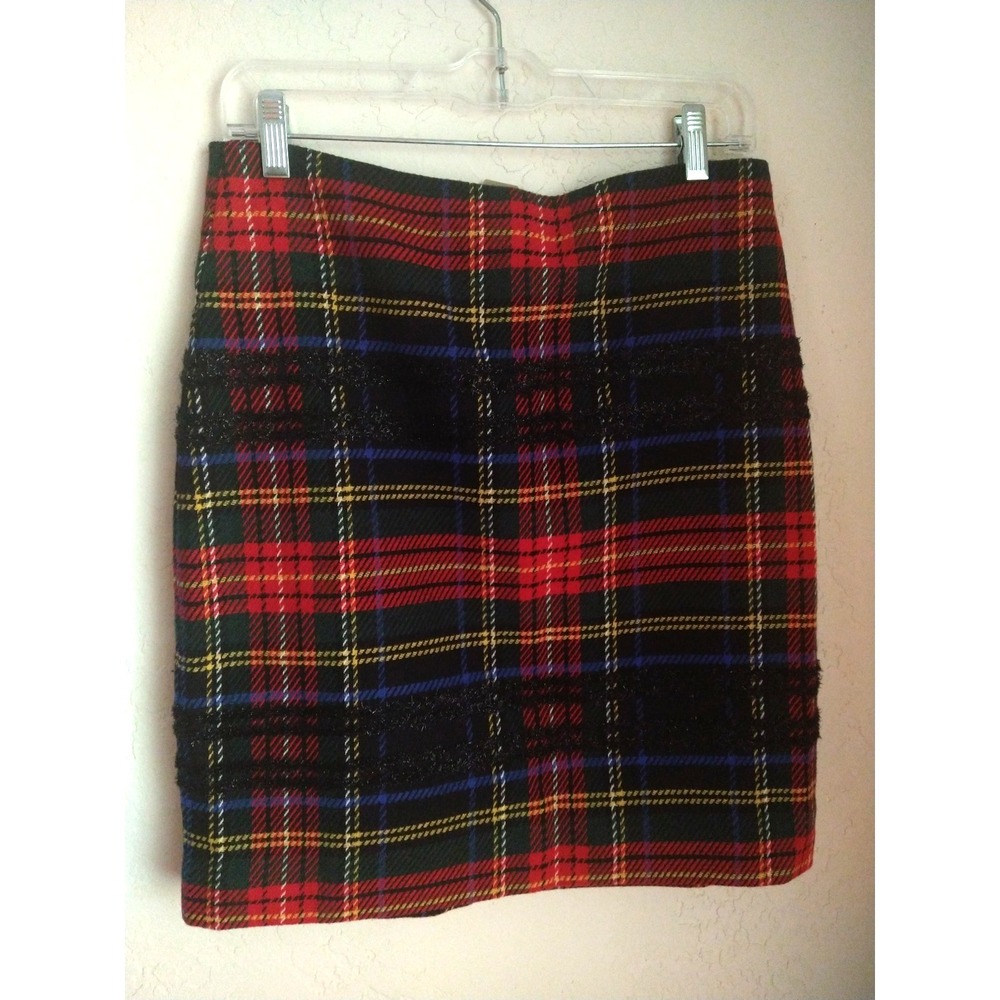 J Crew Lurex Stewart Tartan Plaid Skirt Womens Size 6T Tall $128.00
